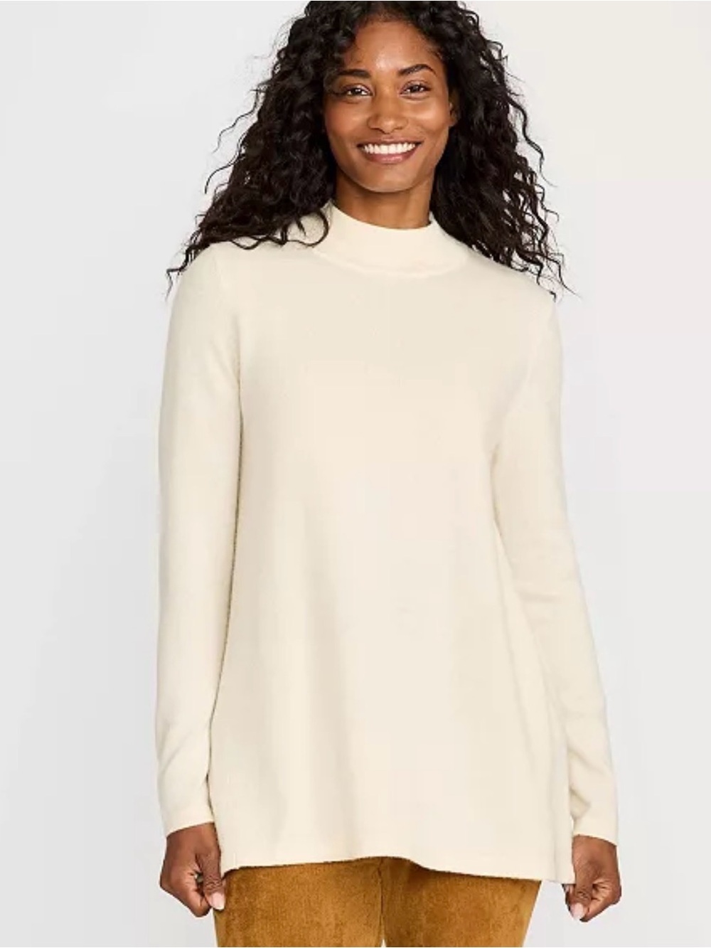 Lands' End Ivory Cashmere mock neck Sweater size xl
